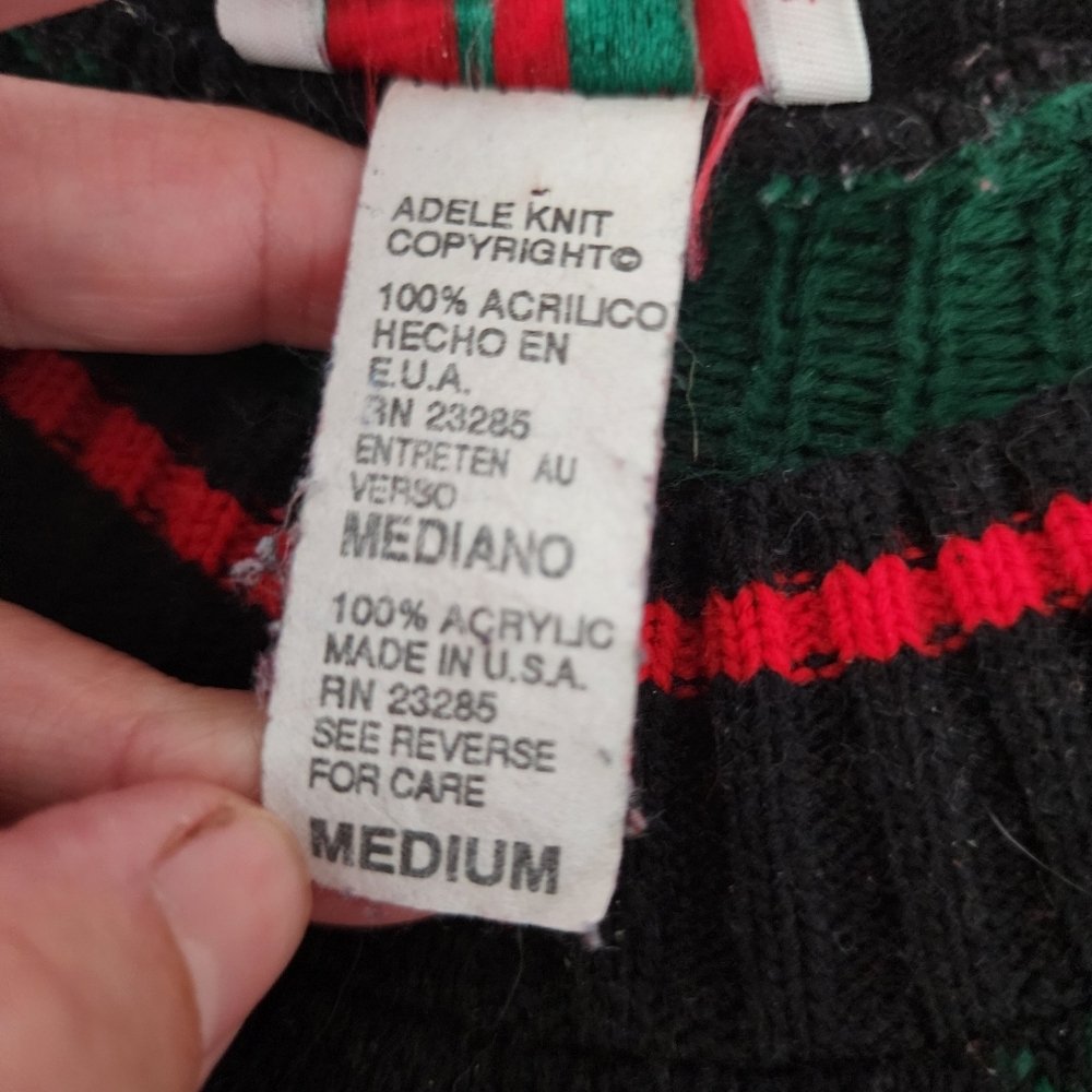 Vintage Nut Nutcracker Knit Sweater Black Holiday Christmas Bears Women's M EUC - Picture 8 of 9